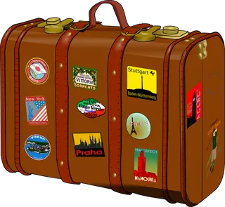 棕色行李箱卡通素材旅游