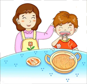 卡通吃饭简笔