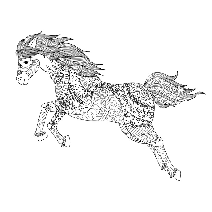卡通动物手绘黑白线描线稿eps,ai矢量模版下载
