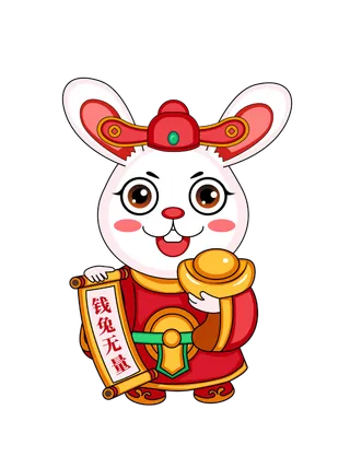 2023兔年新年财神兔设计元素免扣