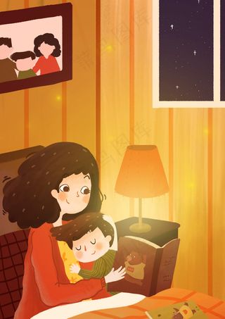 卡通手绘母亲节插画漫画素材