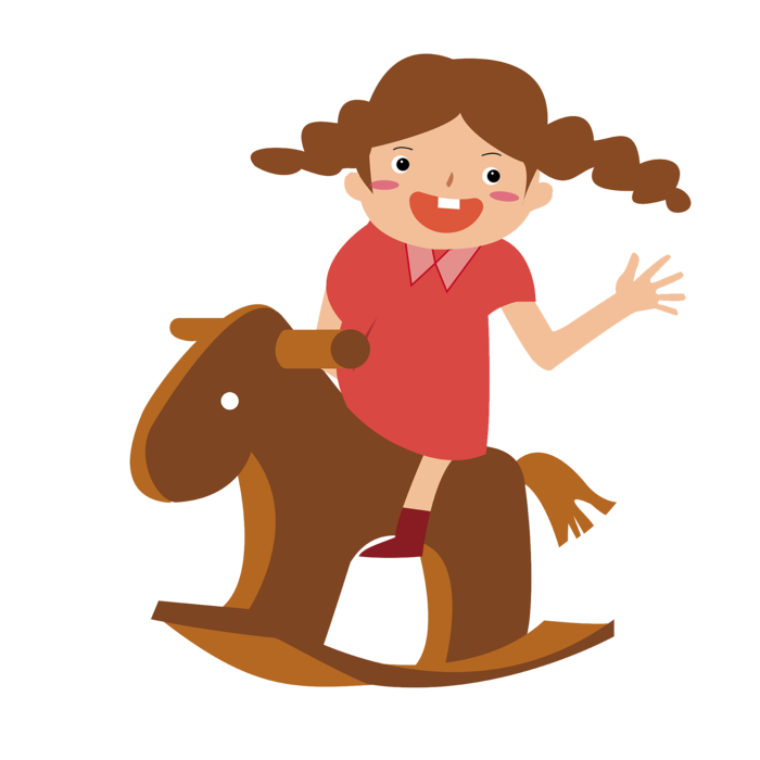 木马玩具剪贴画儿童节幼儿园插画