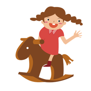 木马玩具剪贴画儿童节幼儿园插画