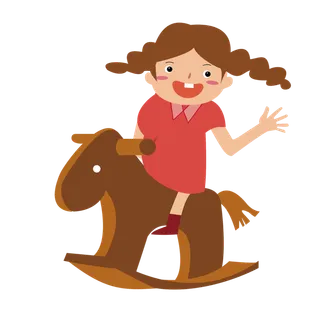 木马玩具剪贴画儿童节幼儿园插画