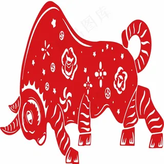 牛剪纸 剪纸风元素
