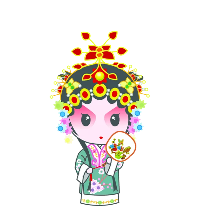 卡通京剧戏剧人物脸谱插画PNG图片 国潮中国风Q版戏剧人物PS素材