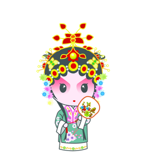 卡通京剧戏剧人物脸谱插画PNG图片 国潮中国风Q版戏剧人物PS素材