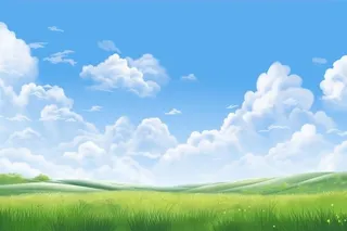 春天的蓝天白云草原很美背景图