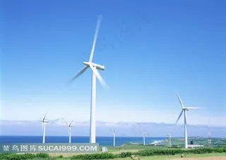 蓝天白云风车素材节能环保图片