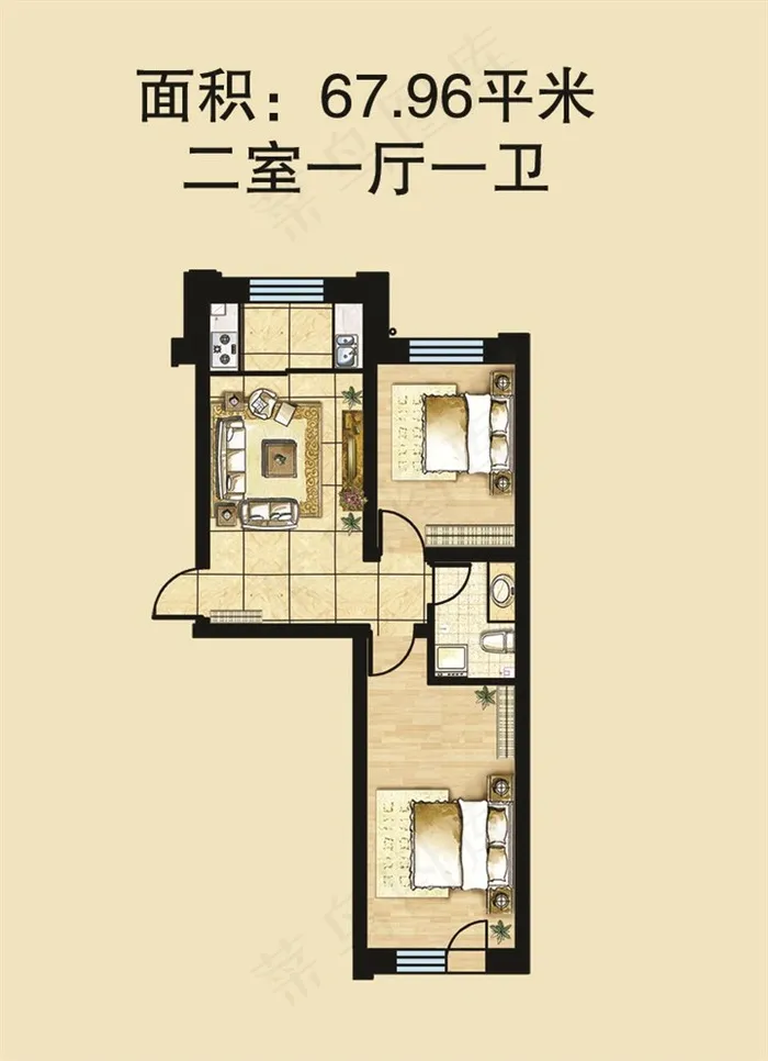 二室一厅一卫户型图