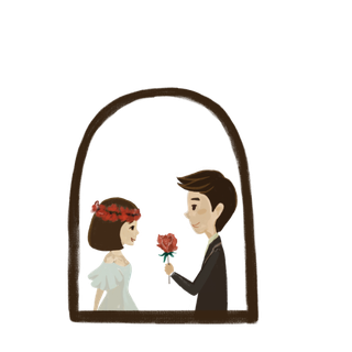 婚纱卡通人物婚礼白纱结婚婚纱摄影手绘