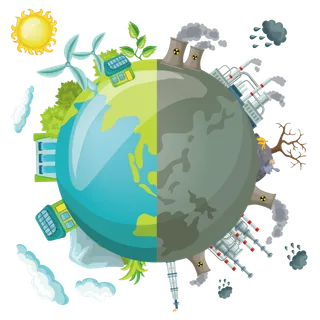 被污染的地球矢量手绘