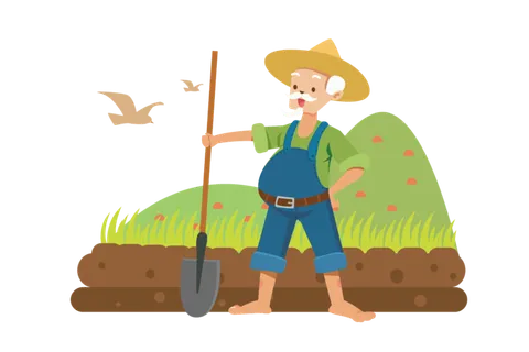 五一劳动节农民干农活元素