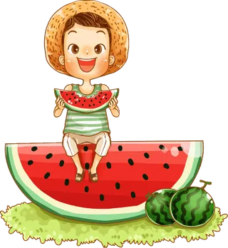 西瓜卡通孩子