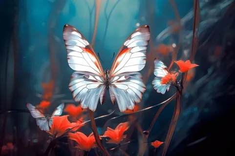 红花蝴蝶质感背景