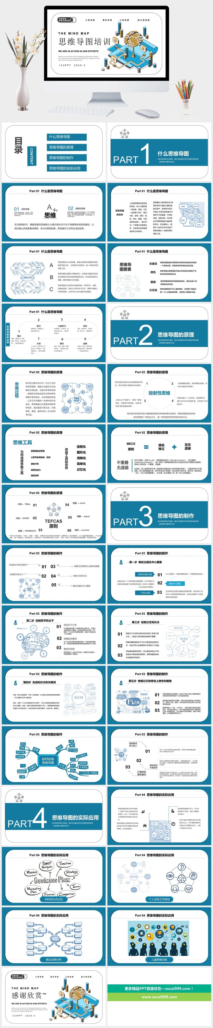 思维导图画法培训PPT模板