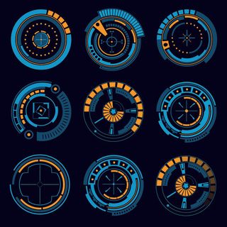 科幻未来科技操作仪表盘HUD元素图游戏UI图标界面边框矢量AI素材
