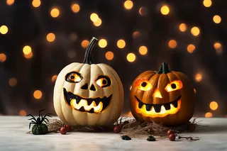 万圣节搞怪南瓜灯恐怖夜晚摄影图