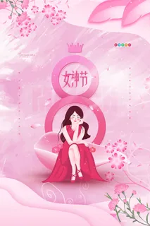 三八38妇女节女神女王节商场电商宣传促销节日海报模板PSD素材