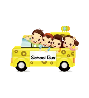 校车 上学 人物 卡通