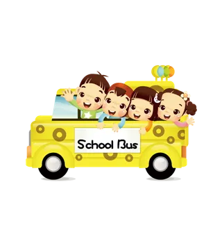 校车 上学 人物 卡通