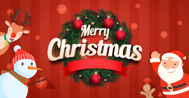 卡通老人红色圣诞节美丽背景