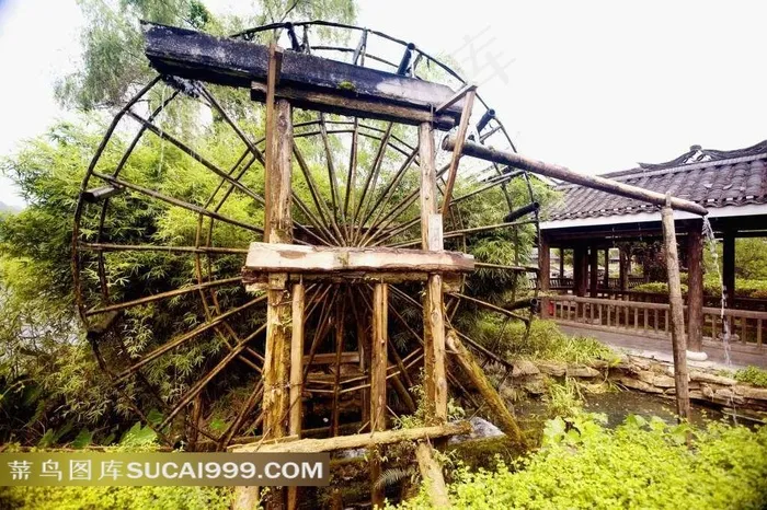 安徽黄山西递水轮摄影素材