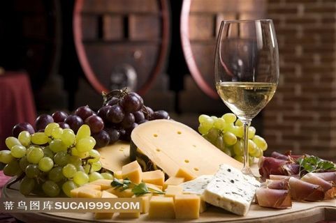 高清奶酪美酒点心素材图片下载