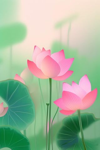 简约清新粉色荷花背景