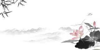 中国风传统水墨古风古典展板边框工笔画PS海报背景平面设计素材