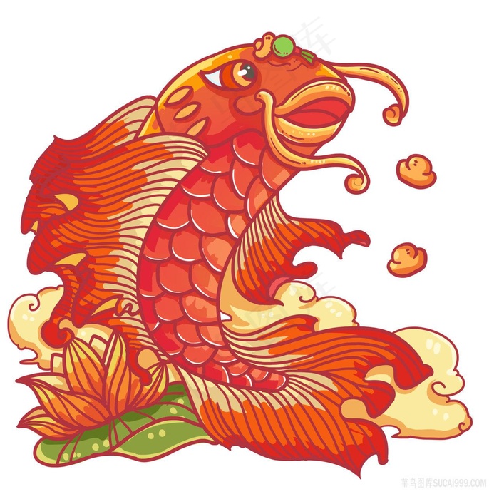 锦鲤png插画设计白底素材图片