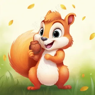 松鼠松果动物卡通插画素材背景