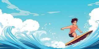 海洋冲浪浪花儿童男孩背景