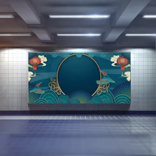 中国风国潮展板背景psd分层模板