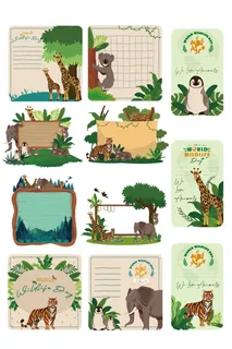 AI矢量卡通动物标签纸