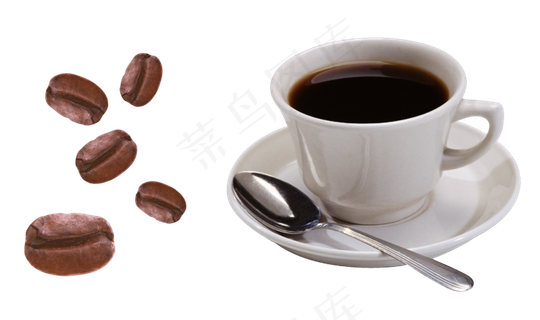 咖啡杯和咖啡豆