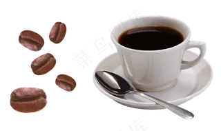 咖啡杯和咖啡豆