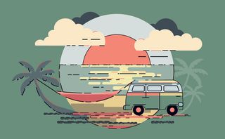 临摹、插画、小清新、海南、夏日