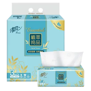 清风植萃纯品110抽3层抽纸3包超市商品白底图免抠实物摄影png格式图片透明底