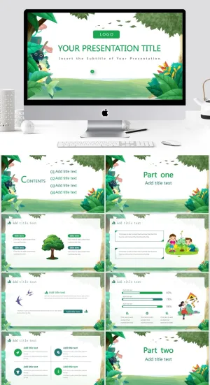 卡通现代清新通用PPT模板预览图