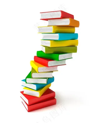 叠放的歪歪扭扭的书本高清图片
