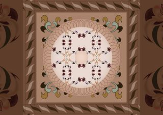 复古中式国潮风敦煌花纹装饰图案花卉藻井肌理圆形边框素材