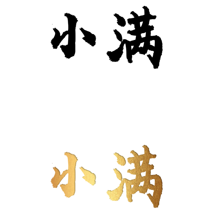 二十四节气免扣素材黑色白色烫金小满毛笔字