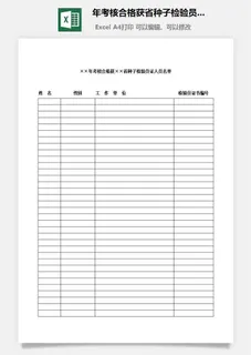 年考核合格获省种子检验员证人员名单excel模板