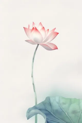 青色国风简约淡雅荷花背景