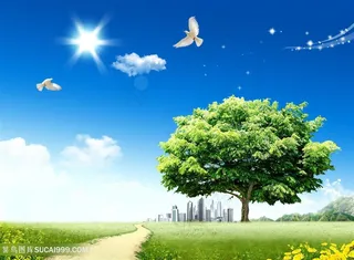 绿化环保建筑韩式自然背景