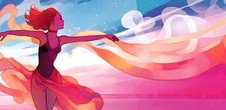 舞蹈跳舞的女孩粉色天空背景