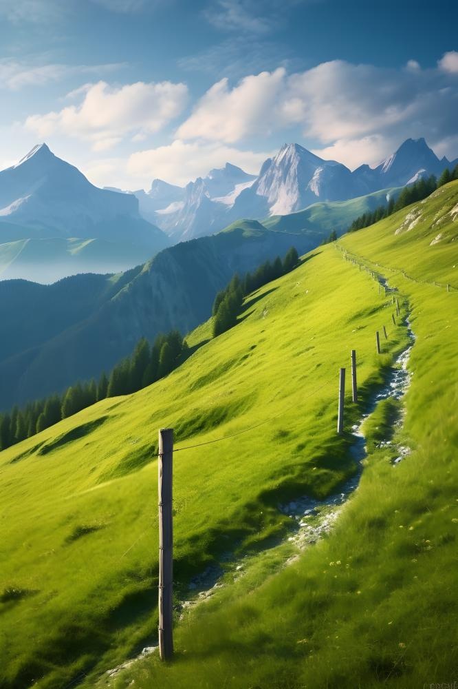 绿色山脉树林云层摄影