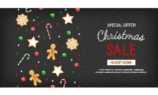 圣诞节圣诞树圣诞老人闪亮装饰电商促销折扣海报