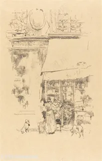 惠斯勒素描简约店铺